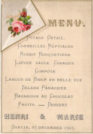 Menus Henri Et Marie Statte 27 Décembre 1927 - Mariage - Menükarten