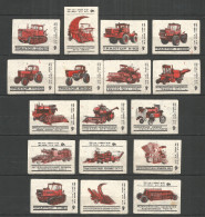 RUSSIA USSR 1977 Matchbox Labels 17v - Agricultural Machinery - Zündholzschachteletiketten