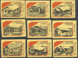 RUSSIA USSR 1987 , 9 Matchbox Labels - Hauses - Zündholzschachteletiketten