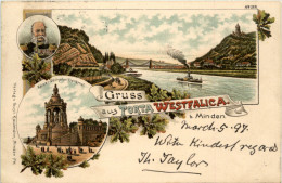 Gruss Aus Porta Westfalica - Litho 1897 - Porta Westfalica