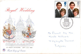 GB LETTRE FDC 1981 MARIAGE PRINCIER - Briefe U. Dokumente