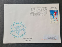 CAMPAGNE 98/99, CACHET ET FLAMME JEANNE D'ARC LE 5/11/96. - Schiffspost