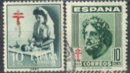 SPAIN, 1948/51, CHILDREN AT SEASHORE STAMPS SET OF 2, RA26,& RA35, USED. - Gebraucht