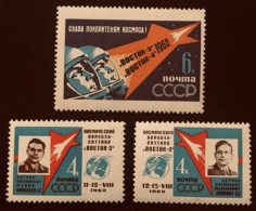 Russie 1962 Yt 2550 - 2552 ** 1er Vol Spatial Groupé :  Nikolaïev -  Popovitch - Les 2 Cosmonautes   ** - Ongebruikt