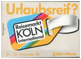 Y28373/ Aufkleber Reisemarkt Köln International 1988  Messe  - Publicités