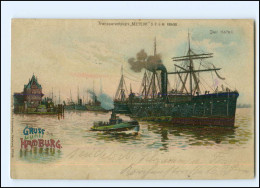 XX16255/ Gruß Aus Hamburg Hafen Halt Gegen Licht Meteor Litho AK 1899 - Tegenlichtkaarten, Hold To Light