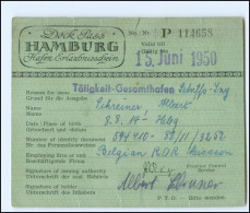 Y20948/ Dock Pass Hamburg Hafen Erlaubnisschein 1950 - Sin Clasificación
