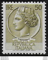 Italia Turrita Lire 50 Stelle II 65°D MNH Sass N. 773/I - 1946-60: Nieuw/plakker