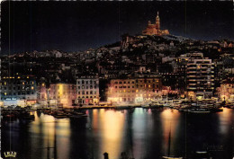 MARSEILLE La Nuit Le Vieux Port Et Notre Dame De La Garde  8(scan Recto-verso) MA1797 - Endoume, Roucas, Corniche, Stranden