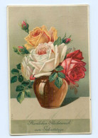 Y8612/ Geburtstag Rosen 1912 Litho Prägedruck AK - Birthday