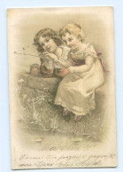 Y8723/ Kinder Angeln Schöne Litho AK Ca.1900 - Other & Unclassified