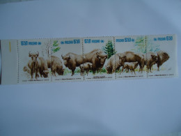 POLAND MNH   STAMPS 5  SE TENANT BISON 2000 - Vacas