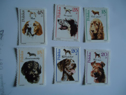 POLSKA  POLAND MNH  STAMPS 6 ANIMALS   DOGS DOG 1989 - Hunde