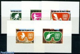 Upper Volta 1975 Winter Olympic Games 5 S/s Imperforated, Mint NH, Sport - Ice Hockey - Olympic Winter Games - Skating.. - Hockey (Ice)