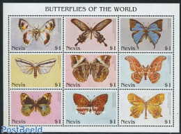 Nevis 1997 Butterflies 9v M/s, Mint NH, Nature - Butterflies - St.Kitts En Nevis ( 1983-...)