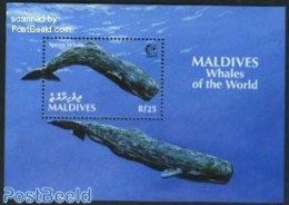 Maldives 1995 Singapore 95 S/s, Physeter Macrocephalus, Mint NH, Nature - Sea Mammals - Maldive (1965-...)