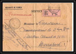 1080 Lettre Recommandée Fez Troupes Coloniales Artillerie Fez 1913 Lettre Cover Occupation Du Maroc War Signé Capitaine - Covers & Documents