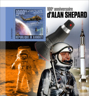 Djibouti 2023 100th Anniversary Of Alan Shepard, Mint NH, Transport - Helicopters - Space Exploration - Elicotteri