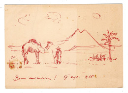 Dessin Originale (ne Pas De Chromo) De 1955, En Egypte, Pyramides, Env. 14,3 X 10,2 Cm - Sonstige & Ohne Zuordnung