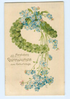 Y8055/ Geburtstag Hufeisen Kleeblatt Litho Präge AK 1908 - Birthday