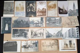 Lot De 20 CARTES PHOTOS (2) - Villes, Villages, Maisons, Chateaux, églises, Usines, Commerces,..Pas Ou Peu D'identifiées - 5 - 99 Postcards