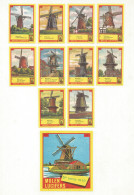 Netherlands 10 + 1 Old Matchbox Labels - Old Mills, Serie # 41-50 - Cajas De Cerillas - Etiquetas