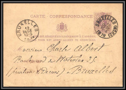 75575 N°10A Lion Couché 5c Violet Bruxelles Nord 1878 Entier Postal Stationery Carte Postale Belgique - Cartes Postales 1871-1909