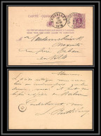 75592 N°10A Lion Couché 5c Violet Bruxelles Midi 1879 Cercle 63 Entier Postal Stationery Carte Postale Belgique - Cartes Postales 1871-1909