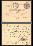 75570 N°10A Lion Couché 5c Violet Bruxelles Nord 1877 Entête Straemans Entier Postal Stationery Cachet 8 Belgique - Postcards 1871-1909