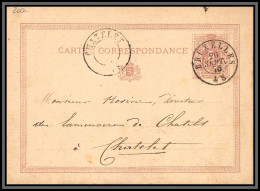 75562 N°10A Lion Couché 5c Violet Bruxelles Chatelet 1875 Entier Postal Stationery Carte Postale Belgique - Postcards 1871-1909