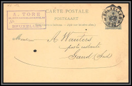 75527 N°19 Lion Couché 5c Vert Bruxelles 1892 Entête Tore Entier Postal Stationery Carte Postale Belgique - Postcards 1871-1909