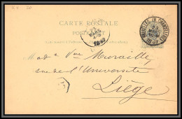 75520 N°19 Lion Couché 5c Bruxelles Chancellerie Liège Cachet 25 1889 Entier Postal Stationery Carte Postale Belgique - Tarjetas 1871-1909