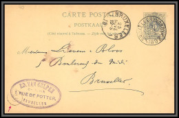 75515 N°19 Lion Couché 5c Vert Bruxelles 1892 Entête Van Colpen Cachet 40 Entier Postal Stationery Carte Belgique - Cartes Postales 1871-1909