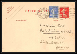 75133 90c Rouge SEC T1a Sans Date + Complément 1937 Allemagne Semeuse Entier Postal Stationery Carte Postale Postcard - Cartes Postales Types Et TSC (avant 1995)