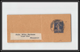 75061 10c BLEU Camée SEC F1 Date 732 Munster Semeuse Entier Postal Stationery Bande Journal Wrapper France - Bandas Para Periodicos