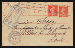 75075 10c Rouge Camée SEC E Villers Les Blamont 1921 Semeuse + Complément Entier Postal Carte Postale Postcard France - Cartes Postales Types Et TSC (avant 1995)