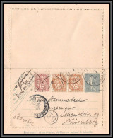 75022 15c Lignée SEL B Complément Blanc 1906 Date 552 Semeuse Entier Stationery Carte Lettre Nuernberg Allemagne - Letter Cards