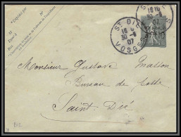 75036 15c Lignée SEL B12 Semeuse Date 412 St Die 1907 Vosges Entier Postal Stationery Enveloppe France - Standaardomslagen En TSC (Voor 1995)