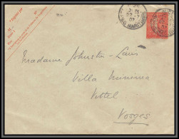 75016 10c Lignée SEL A12 Semeuse Nice Vittel Vosges 1907 Entier Postal Stationery Enveloppe France - Standard Covers & Stamped On Demand (before 1995)