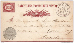 1878   CARTOLINA  CON  ANNULLO ROMA X PINEROLO - Entero Postal