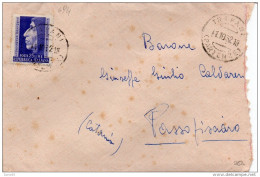 1952 LETTERA CON ANNULLO TRAPANI + PASSO PISCIANO CATANIA - 1946-60: Marcophilia