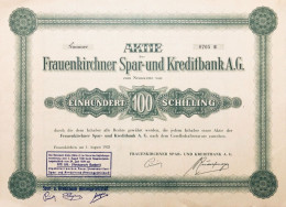 Tres Rare: Frauenkirchen 1933: Une Action - Frauenkirchner Spar- Und Kreditbank AG 100 Schilling - Banca & Assicurazione