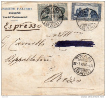 1926  LETTERA  ESPRESSO CON ANNULLO TRANI BARI + AMBULANTE BARI - NAPOLI + AREZZO - Express Mail