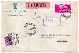 1955 LETTERA ESPRESSO  CON ANNULLO  MESAGNE BRINDISI - Express/pneumatic Mail