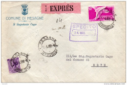 1955 LETTERA ESPRESSO  CON ANNULLO  MESAGNE BRINDISI - Poste Exprèsse/pneumatique