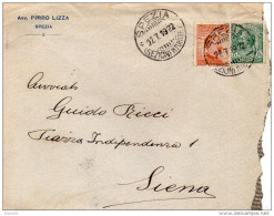 1919  LETTERA CON ANNULLO SPEZIA GENOVA - Storia Postale