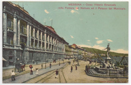 Messina - Corso Vittorio Emanuele, Fontana Del Nettuno E Municipio (animata) - Messina