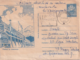 A24618 - VIADUCT UNDER CONSTRUCTION , 1957 , USED ,COVERS STATIONERY ROMANIA - Entiers Postaux