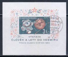 Czechoslovakia 1963 Mi# Block 19 Used - 1st Space Research Exhib., Prague - Europa