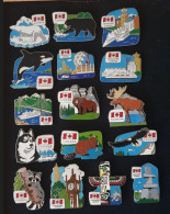 16 PIN'S - CANADA - KANADA - ANIMALS - ANIMAUX - VANCOUVER - BATEAUX - TOTEM - MENHIR - PONT - BRIDGE - DRAPEAU - FLAG - Cities